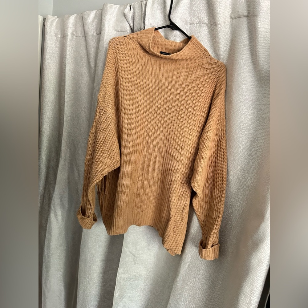 american eagle oversized brown mock neck sweater